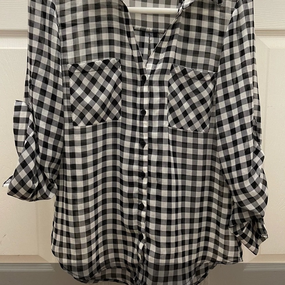 Express Blk/Wht Checkered (The Portofini Shirt) Sz S